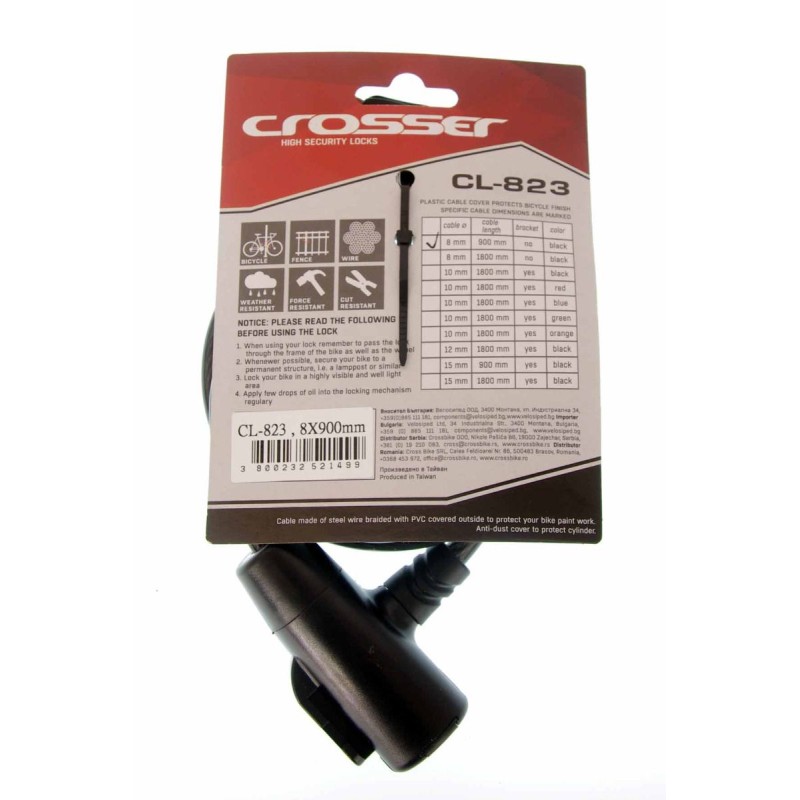 CROSSER Lokot za bicikl CL-823 8 x 900 mm black